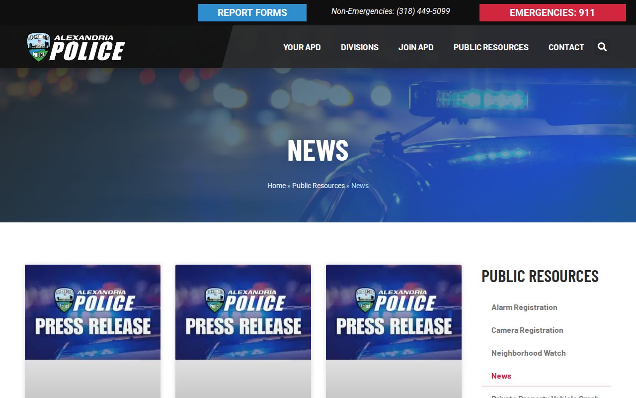Alexandria Police official arrest news and press releases